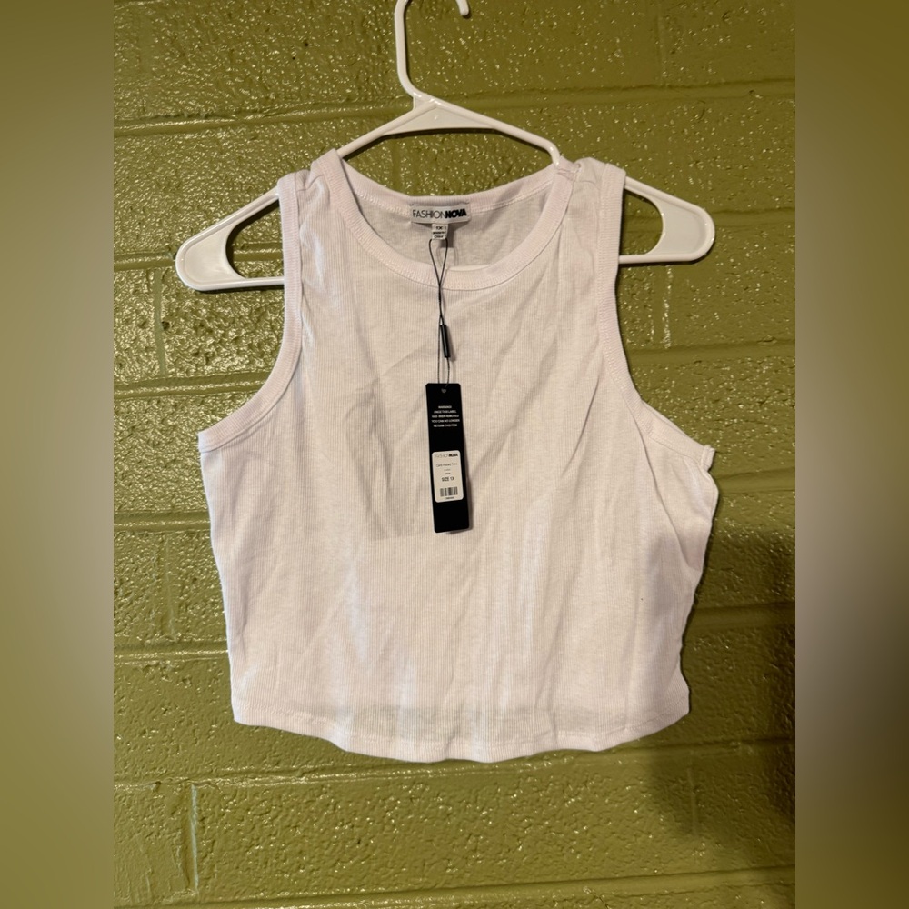 Fashion Nova Cream Sleeveless Crop Tank Top